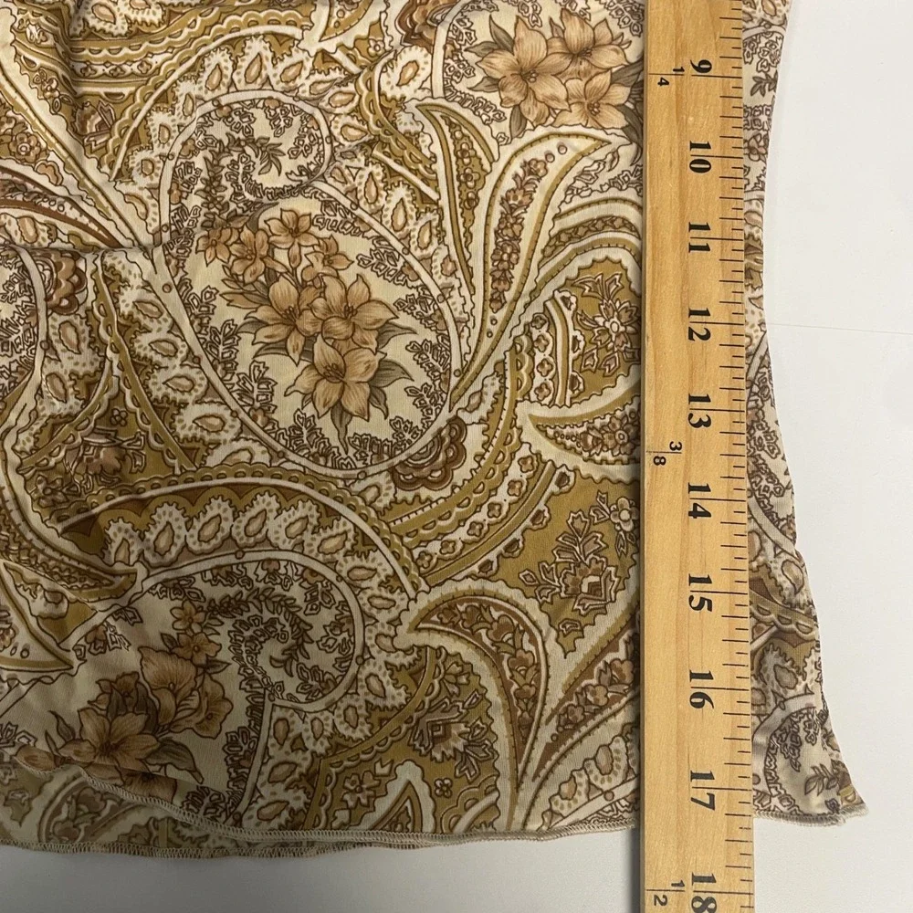 Vtg Charlotte Russe Paisley Floral Cold Shoulder Top Small Brown Tan Y2K Boho